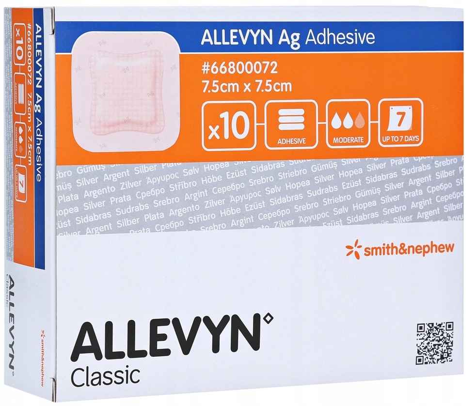 

Smith Nephew Allevyn Ag Adhesive 7,5x 7,5cm 10szt.