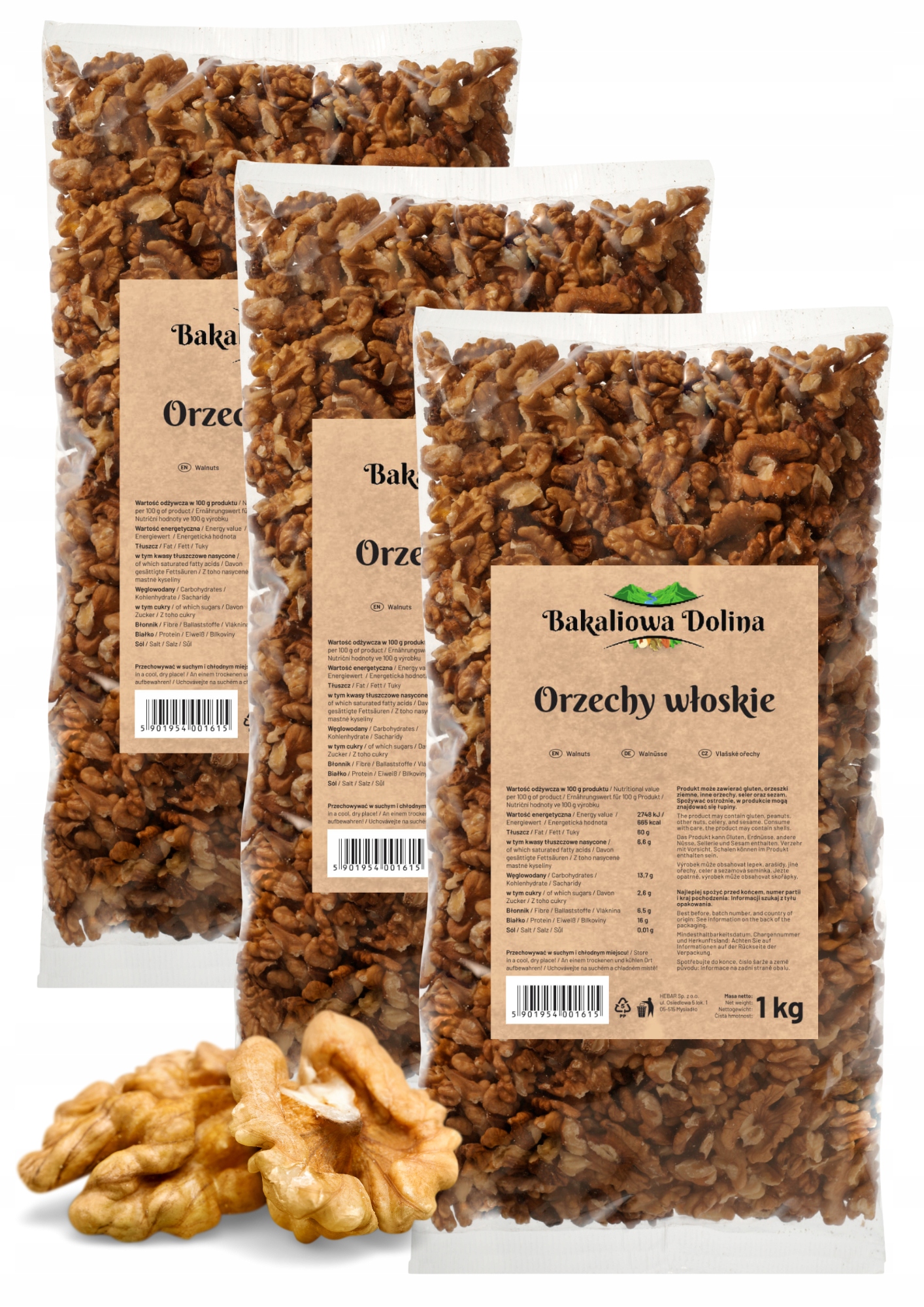 Levně Vlašské Ořechy Loupané 3 Kg Ořech Půlka Kousek Přírodní