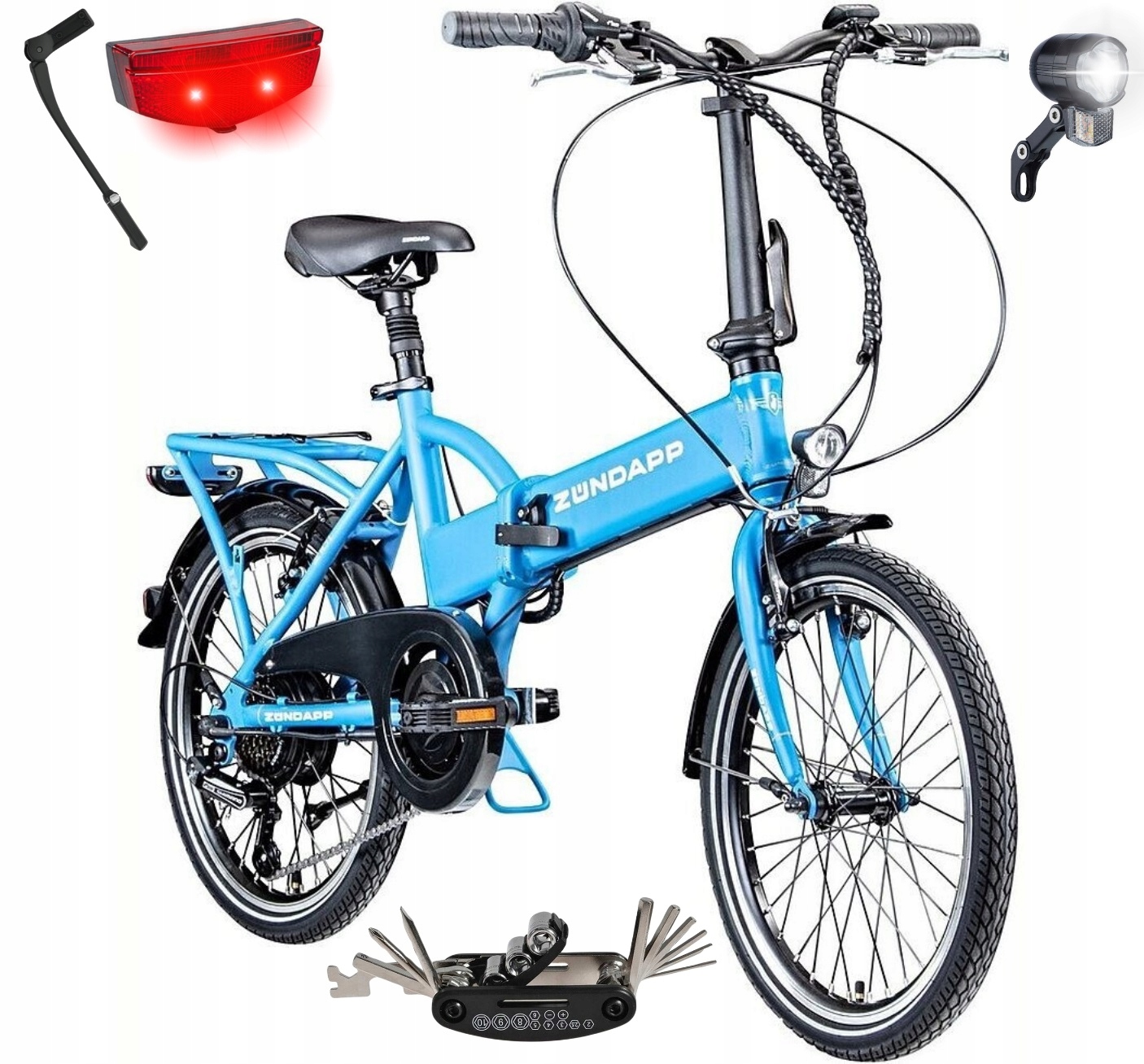 Rower Elektryczny Damski Męski Składany Koła 20" Alu Shimano 250 W Bagażnik