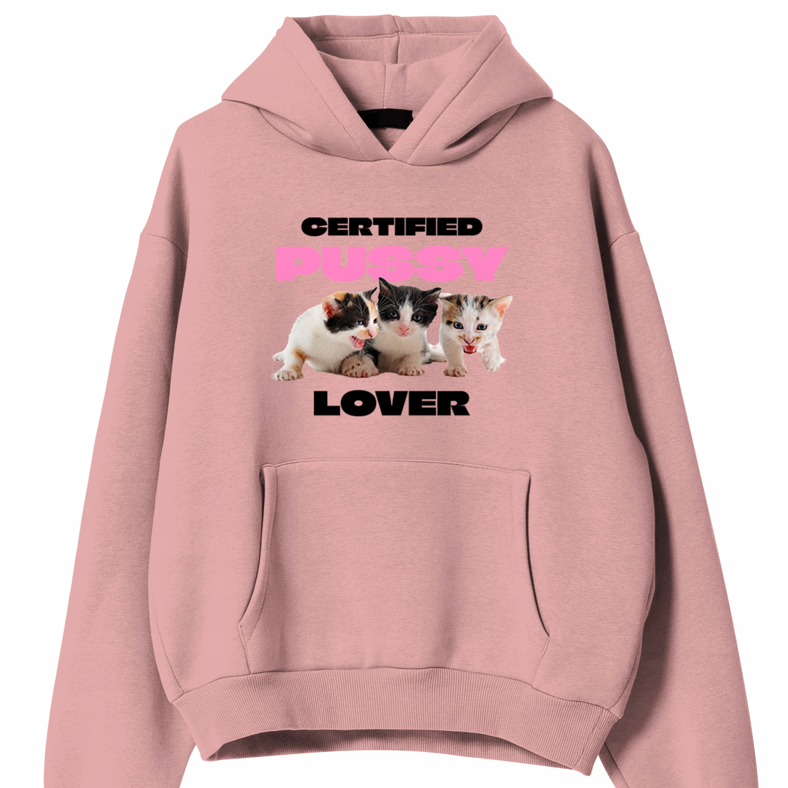Mikina Růžová S Kapucí Dárek Jaro Certifikované Lover Kočky M