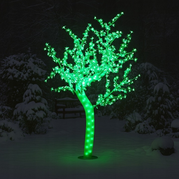 Drzewo Led Kwiat Wiśni Świąteczne Świecące Zielone Choinka Lampki 180 cm