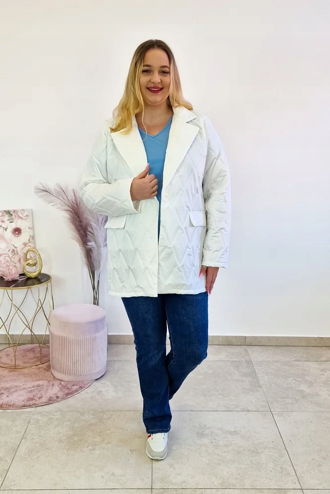 Bílá prošívaná dámská bunda s límcem Uni