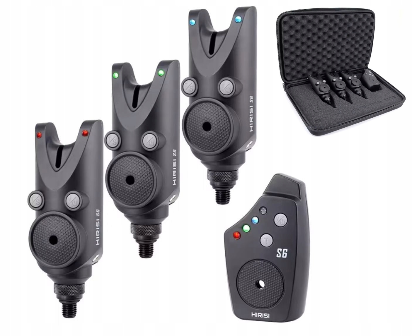 Sygnalizatory Brań Wędkarskich Profesjonalny Zestaw 3 +1 Hirisi S6 Etui