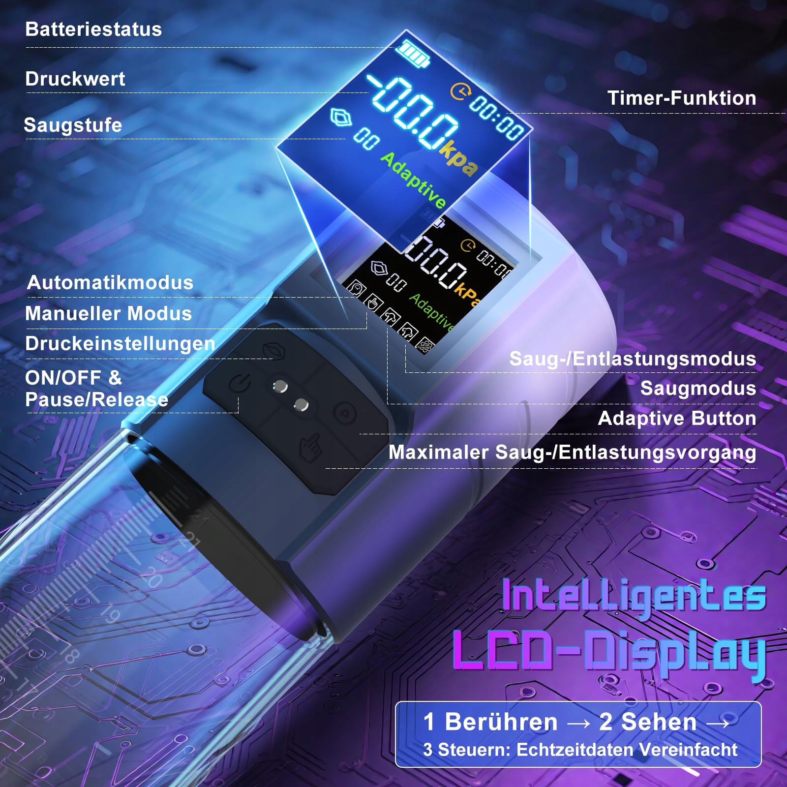 HIVEFUN Pompka Do Penisa Dla Mężczyzn Z 6 Trybami Ssania Elektryczna — miniatura 3