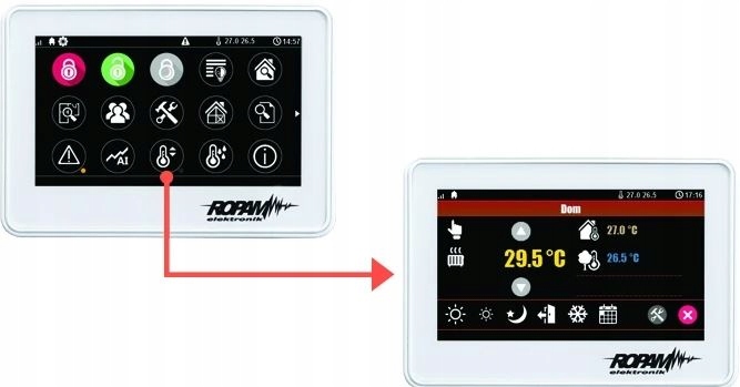 Dotykový displej Ropam – ovládanie teploty alarmu atď.