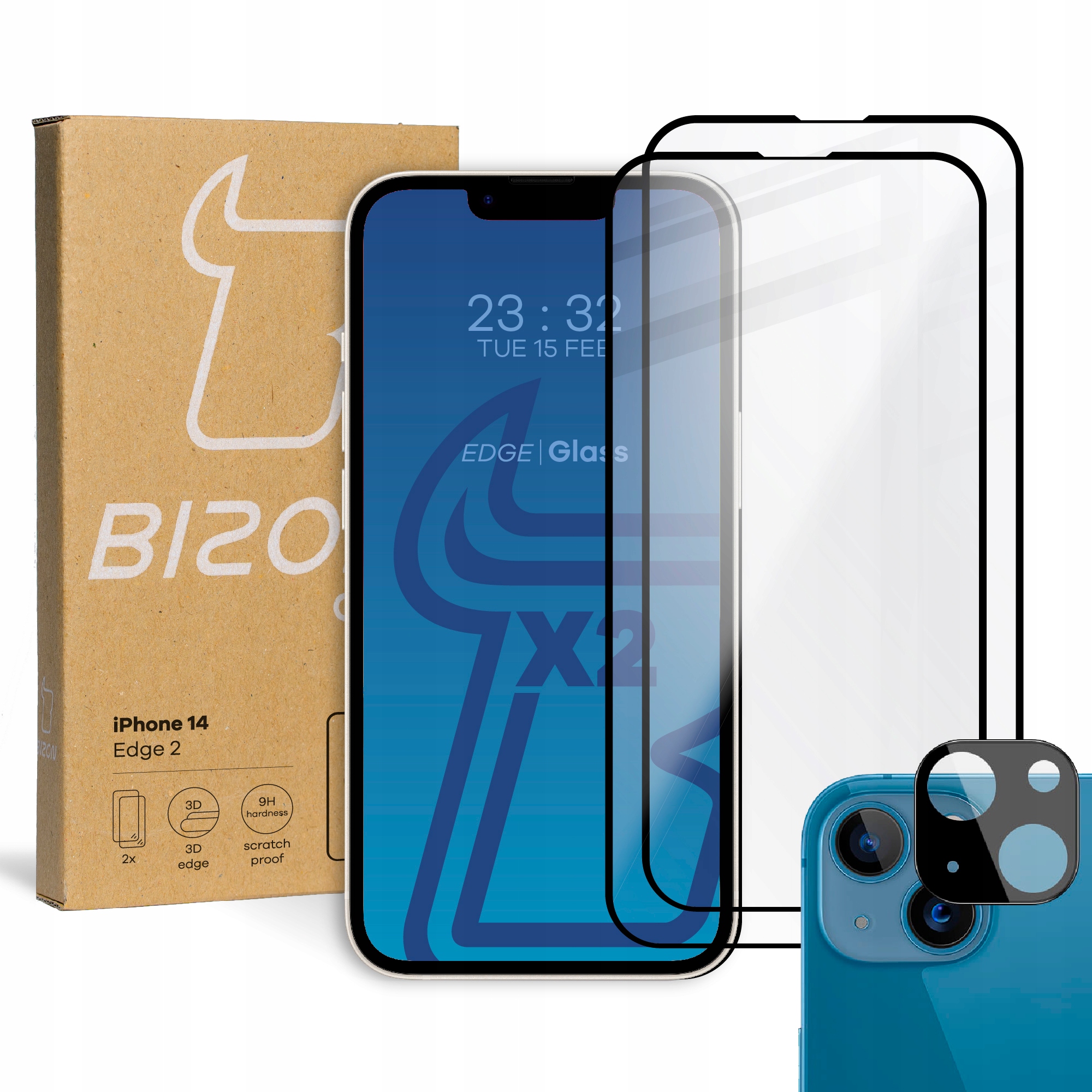

2x Szkło 1x szybka na aparat Bizon do iPhone 14