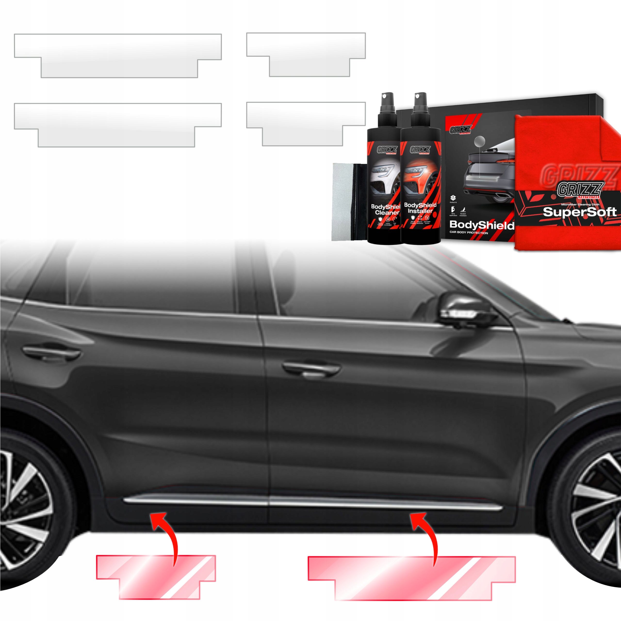 4v1 Fólie Ppf dýha na prahy pro Mg Zs Hybrid+ (2024-2025) Grizz