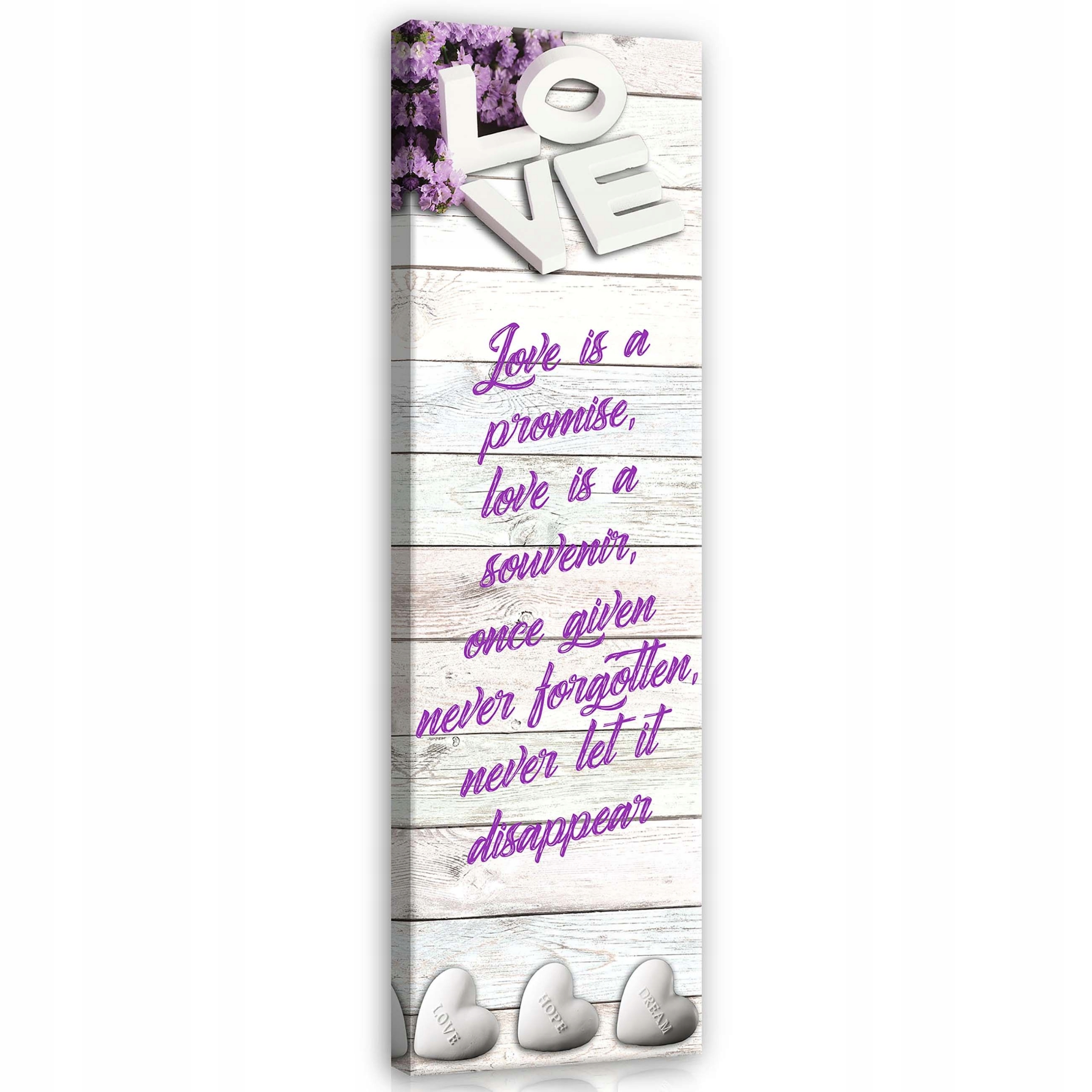 Obraz 45x145 Láska příslib památka nikdy nezapomeňte srdce květiny