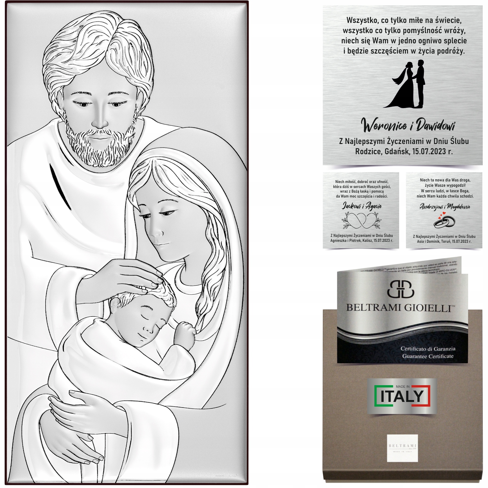 STRIEBORNÝ OBRAZ VIANOCE, RODINA, KRST, GRAVÍROVANIE - Allegro