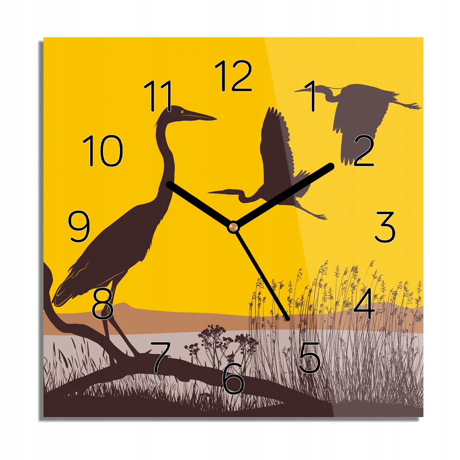 

Czaple staw zachód zegar szklany ze zdjęciem 30x30