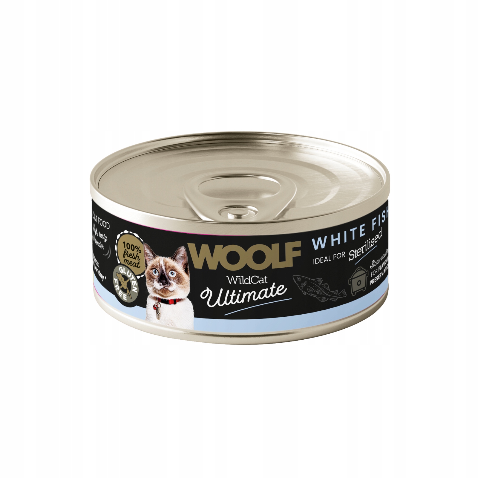 Woolf Ultimate Mokré krmivo pro kočky adult sterilised Bílá ryba 12x85 g