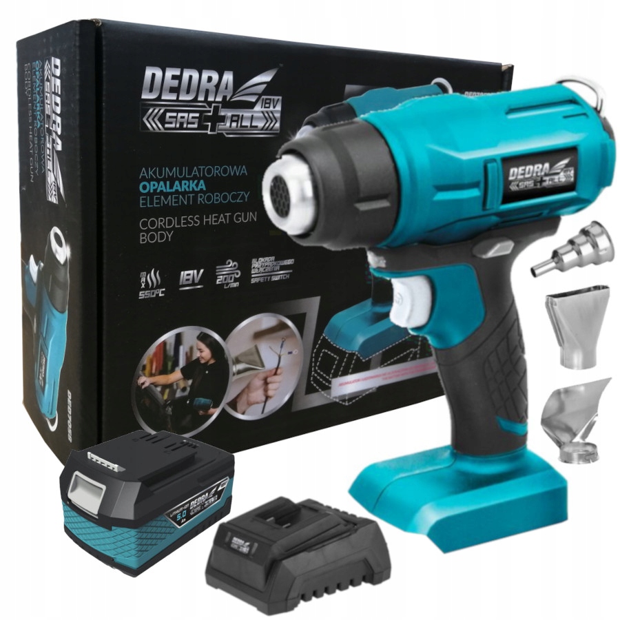 WYDAJNA OPALARKA AKUM. DEDRA + AKU 5AH + ŁADOWARKA