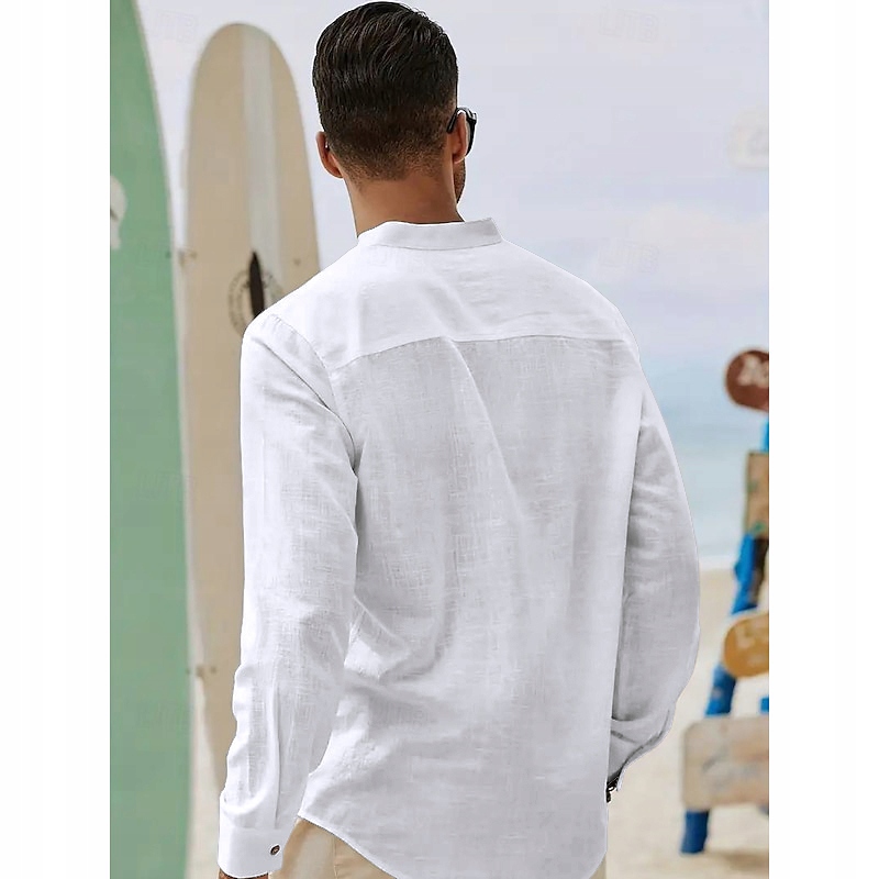 Koszula Męska Stójka Przewiewna Bawełniana Na Lato Rozmiar XL