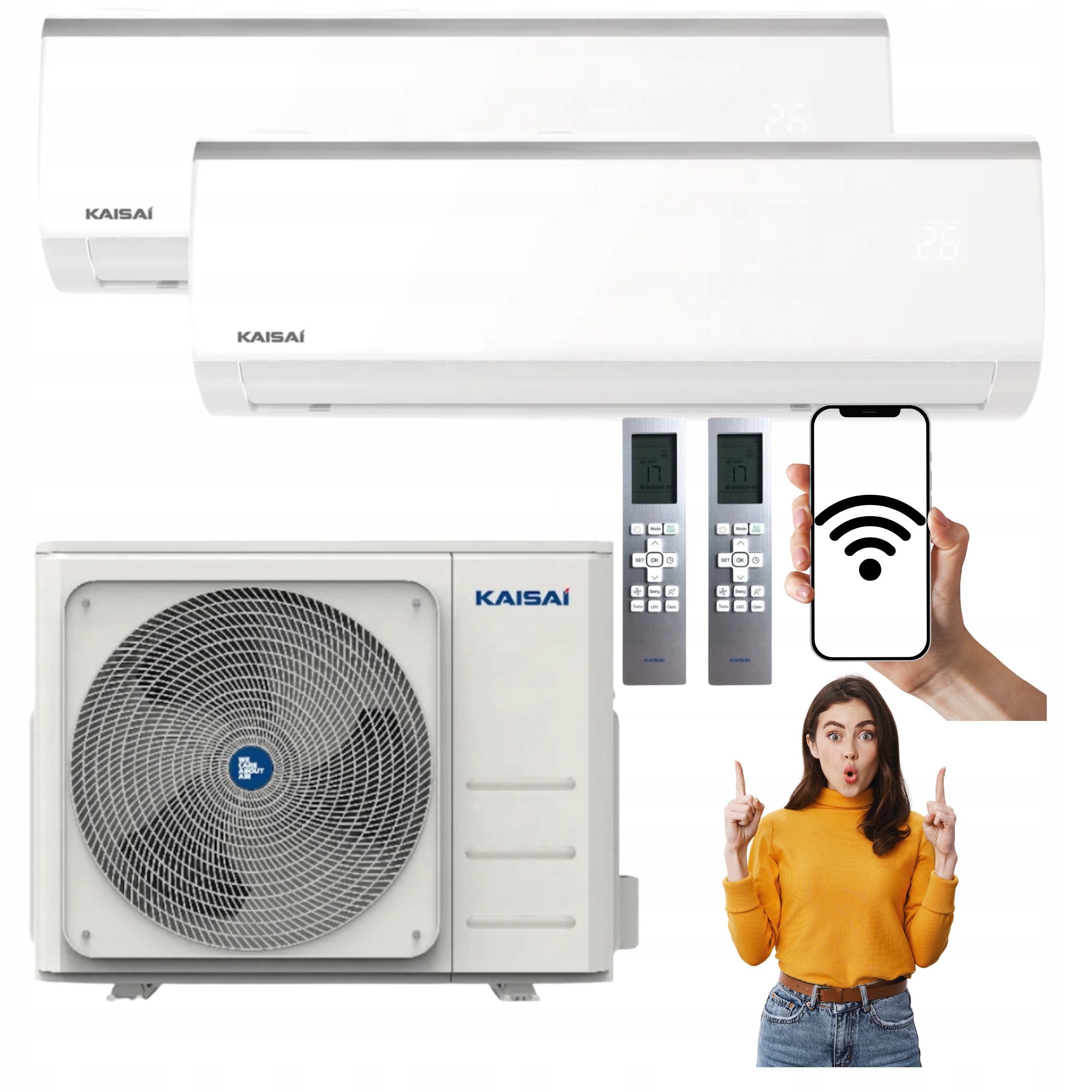 Nástěnný klimatizátor Kaisai Fly multisplit 2,6 kW a 3,5 kW Wifi Topení