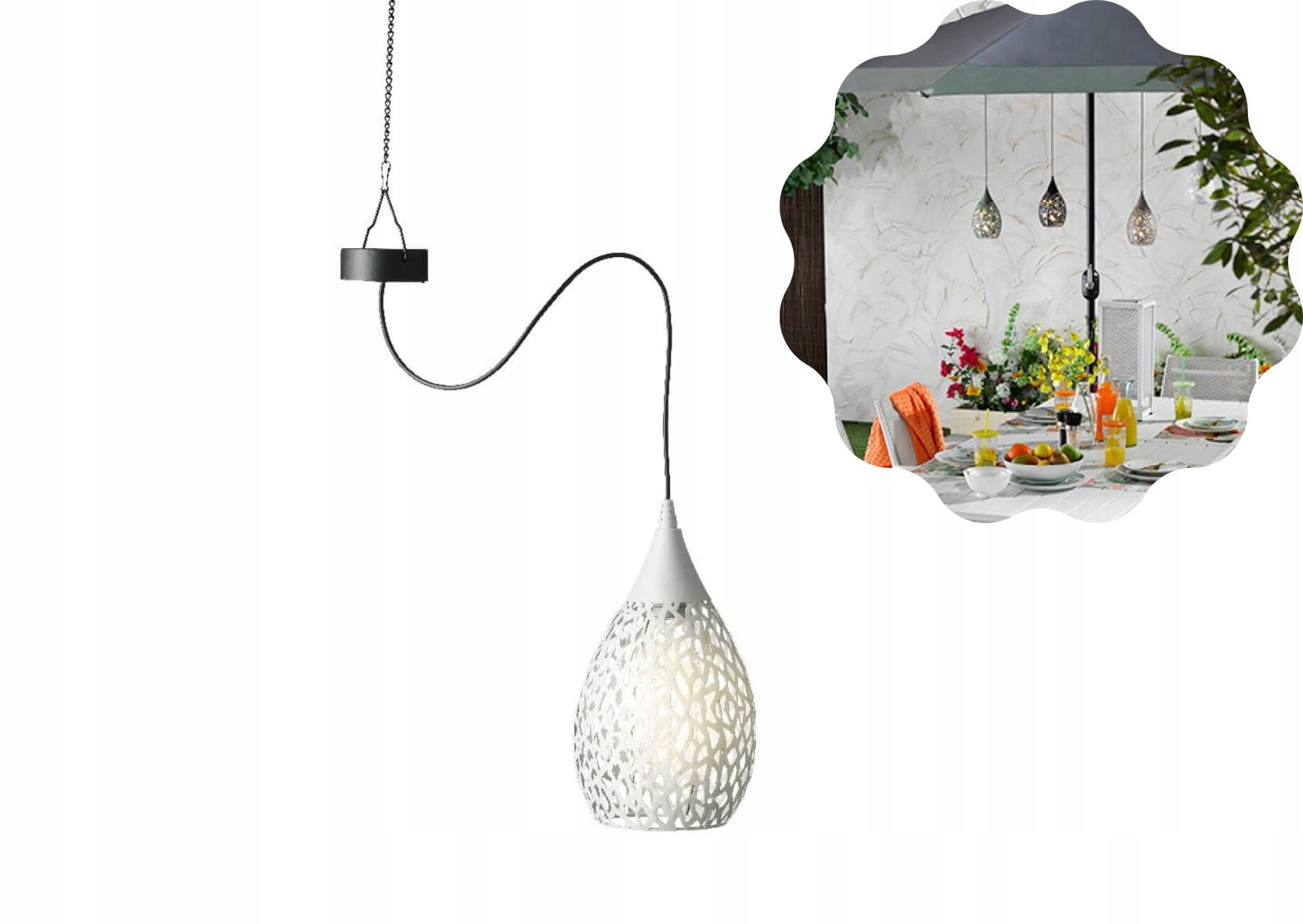 

Lampa wisząca biała Solar ogród taras balkon