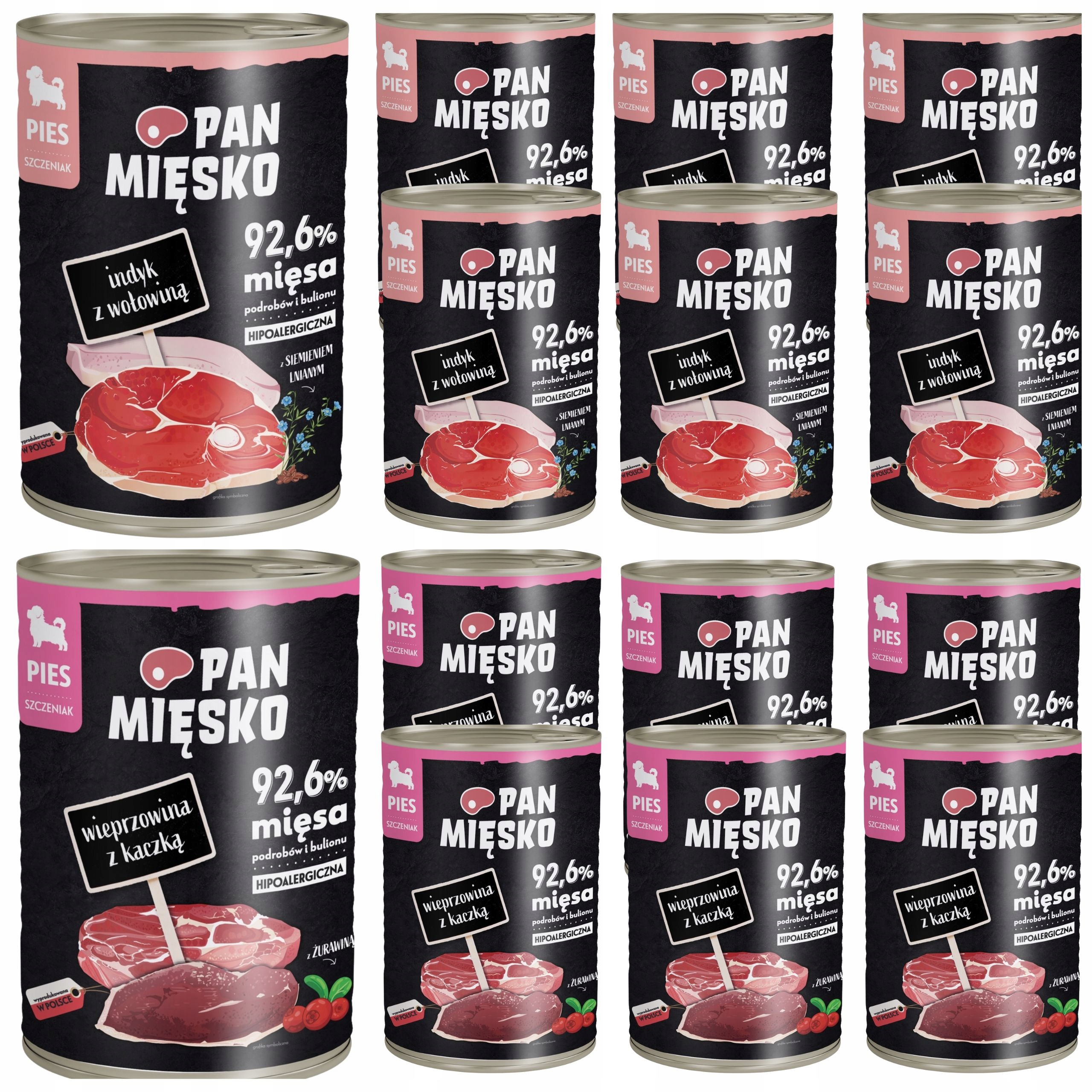 Mokra Karma dla psa Indyk i mix smaków Pan Mięsko hipoalergiczna szczeniak