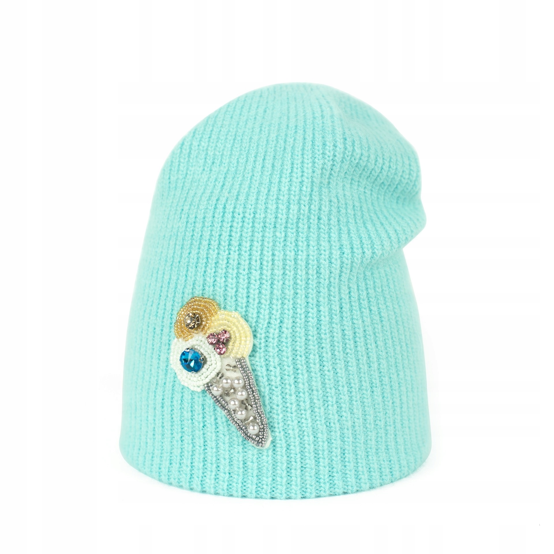 

Czapka Beanie Damska Niebieska Jesienna Zimowa