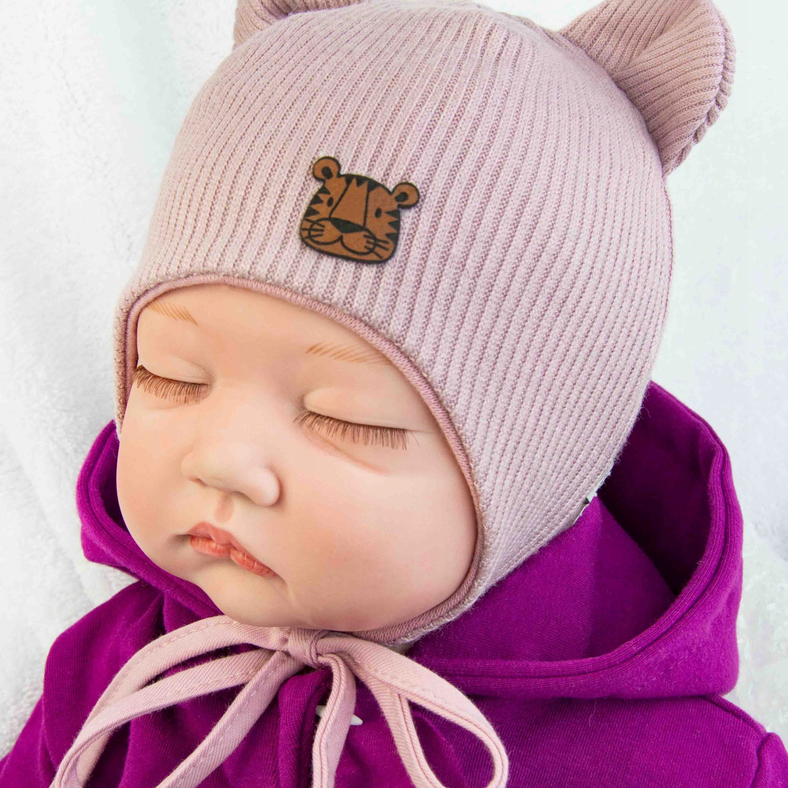 Komplet podwójny CZAPKA niemowlęca WIĄZANA + APASZKA wiosna jesień 38-40 Stan opakowania oryginalne