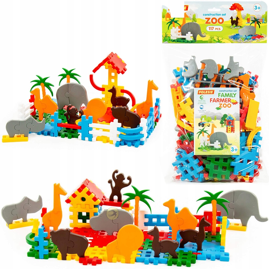 

Klocki Konstrukcyjne Wafle 117 Elementów Zoo Poles