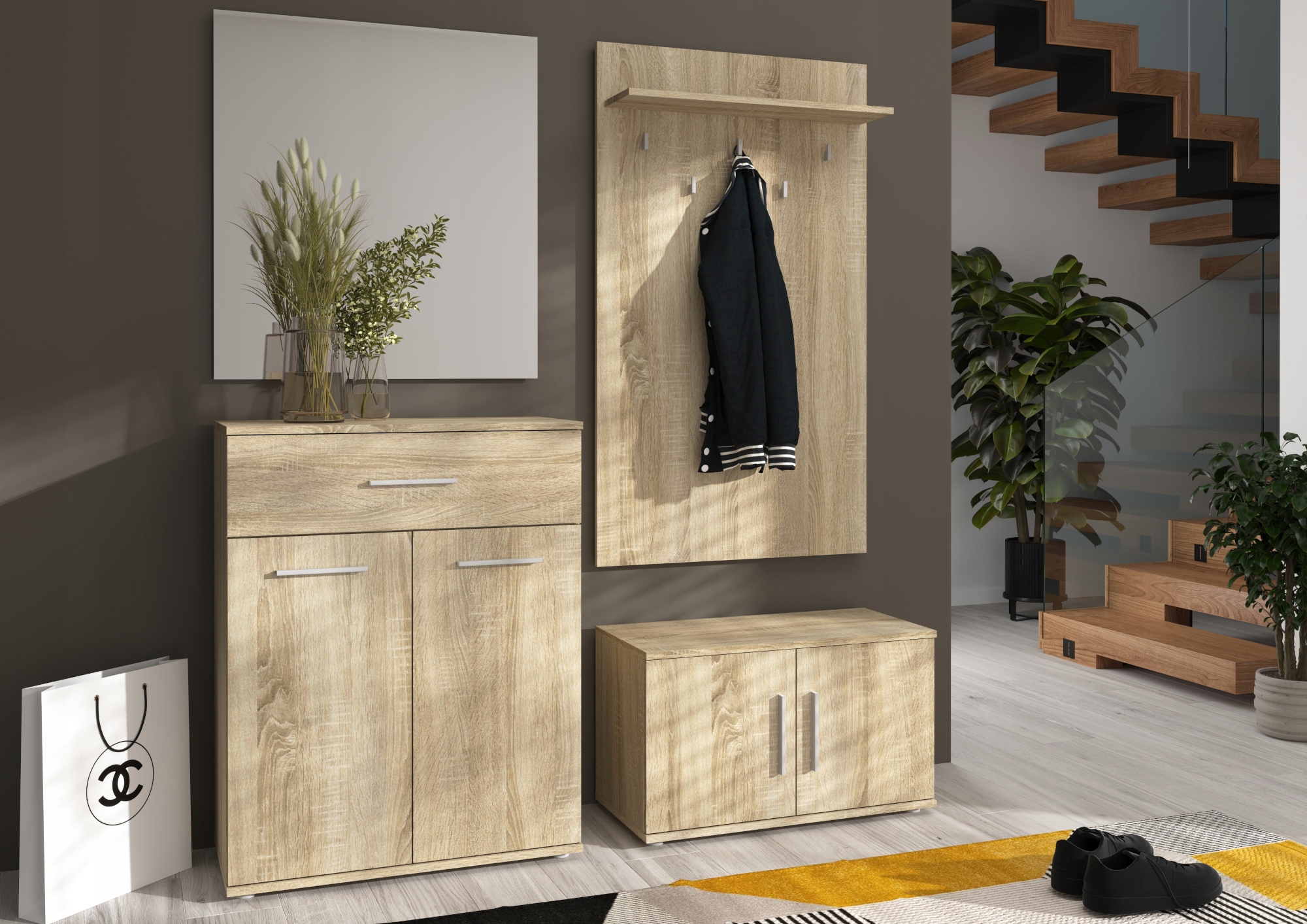 WIESZAK ŚCIENNY NA UBRANIA WISZĄCY VALENCIA 70 CM DĄB SONOMA MAFMEBLE Marka MAFmeble