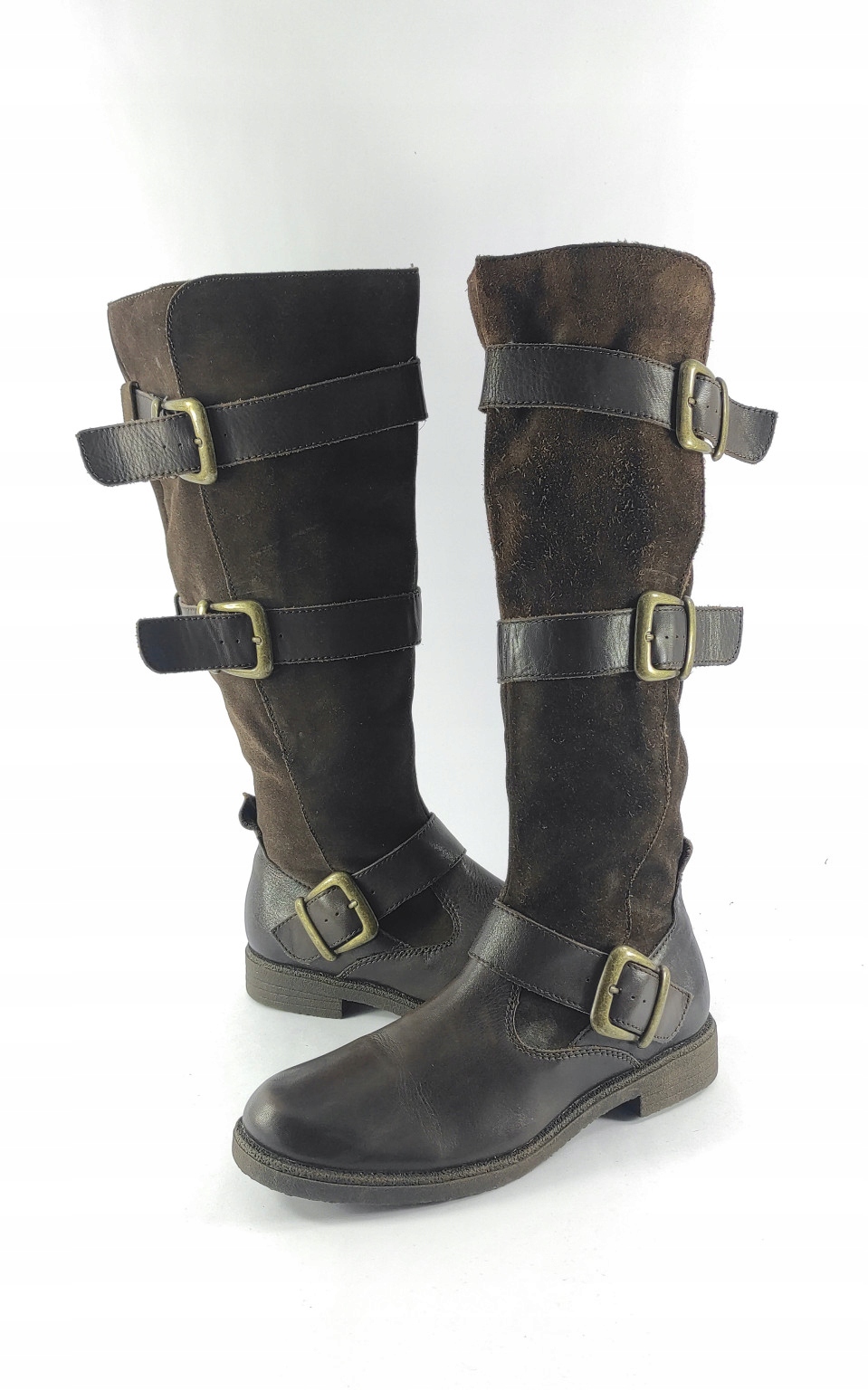 brązowe Skórzane kozaki 39 Marka inna