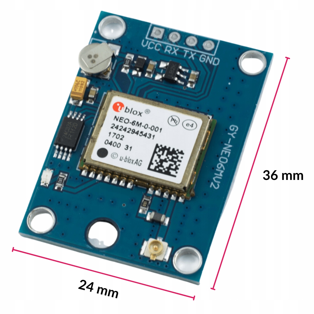 Moduł GPS GY-NEO6MV2 dla Arduino i STM32 z wbudowaną baterią + antena Kod producenta GPS GY-NEO6MV2 z anteną