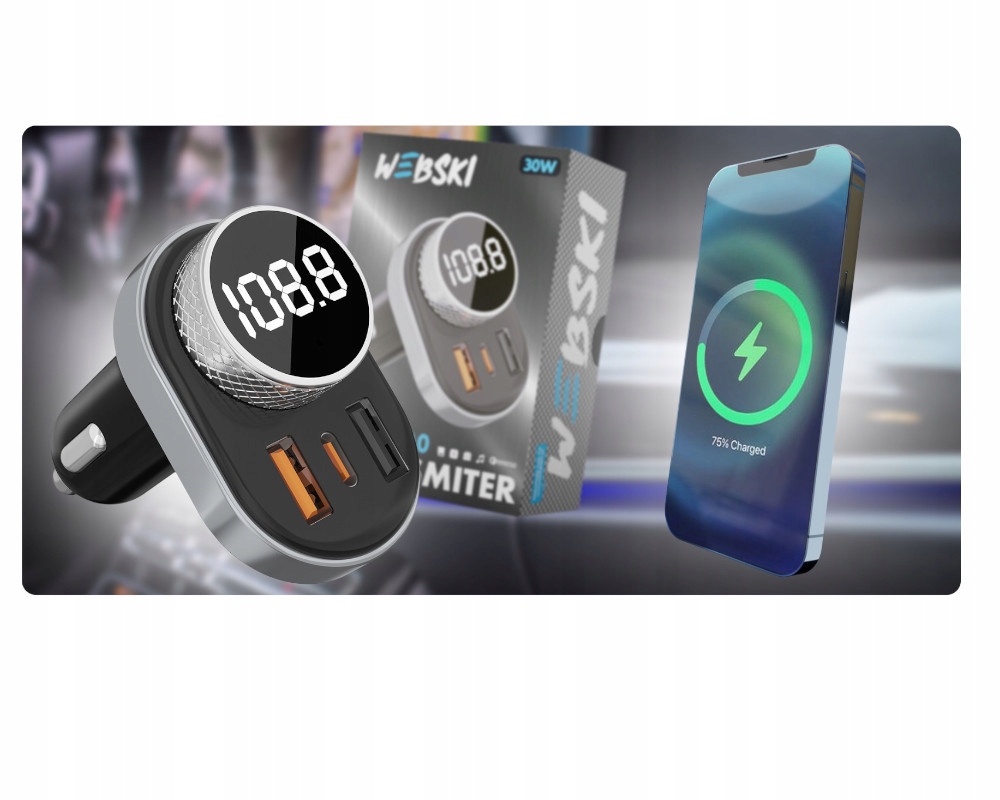 Transmiter Bluetooth FM MP3 ŁADOWARKA 3xUSB QC 3.0 Stan opakowania oryginalne