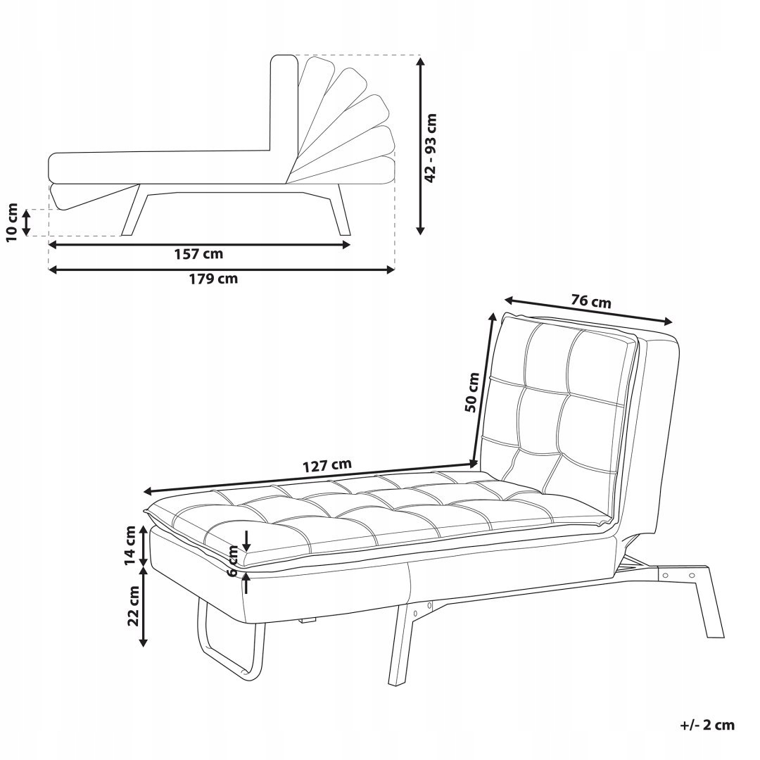 Szezlong welurowy rozkładany różowy LOIRET Lumarko Powierzchnia spania - długość (cm) nie dotyczy