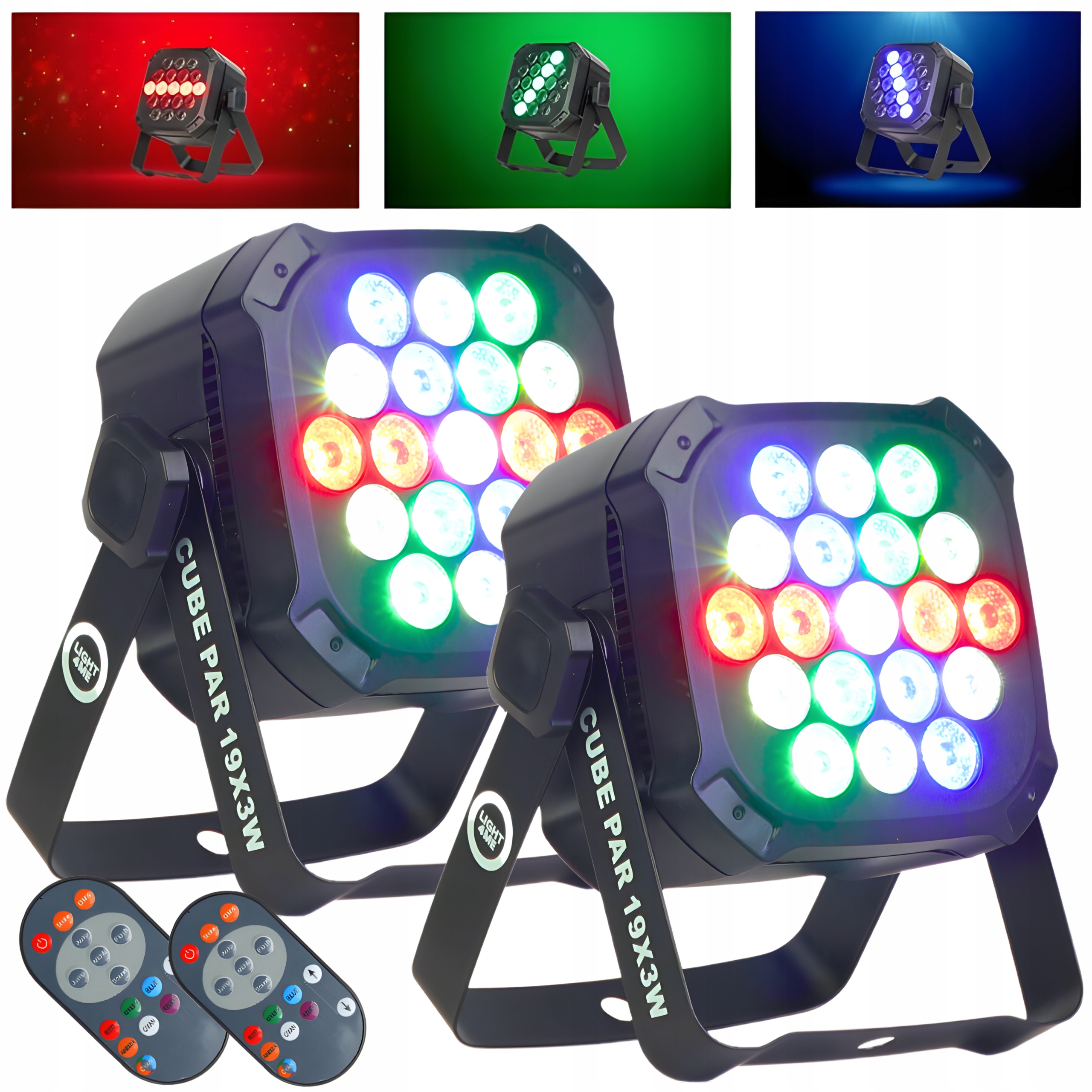 2x Reflektor Led Par Světelný Efekt Scénické Světlo Disco Par 19X3W Rgbw