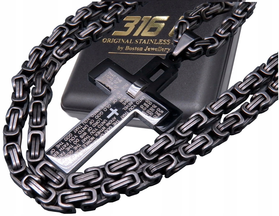 Řetízek Křížek Černá Ocel 316 L