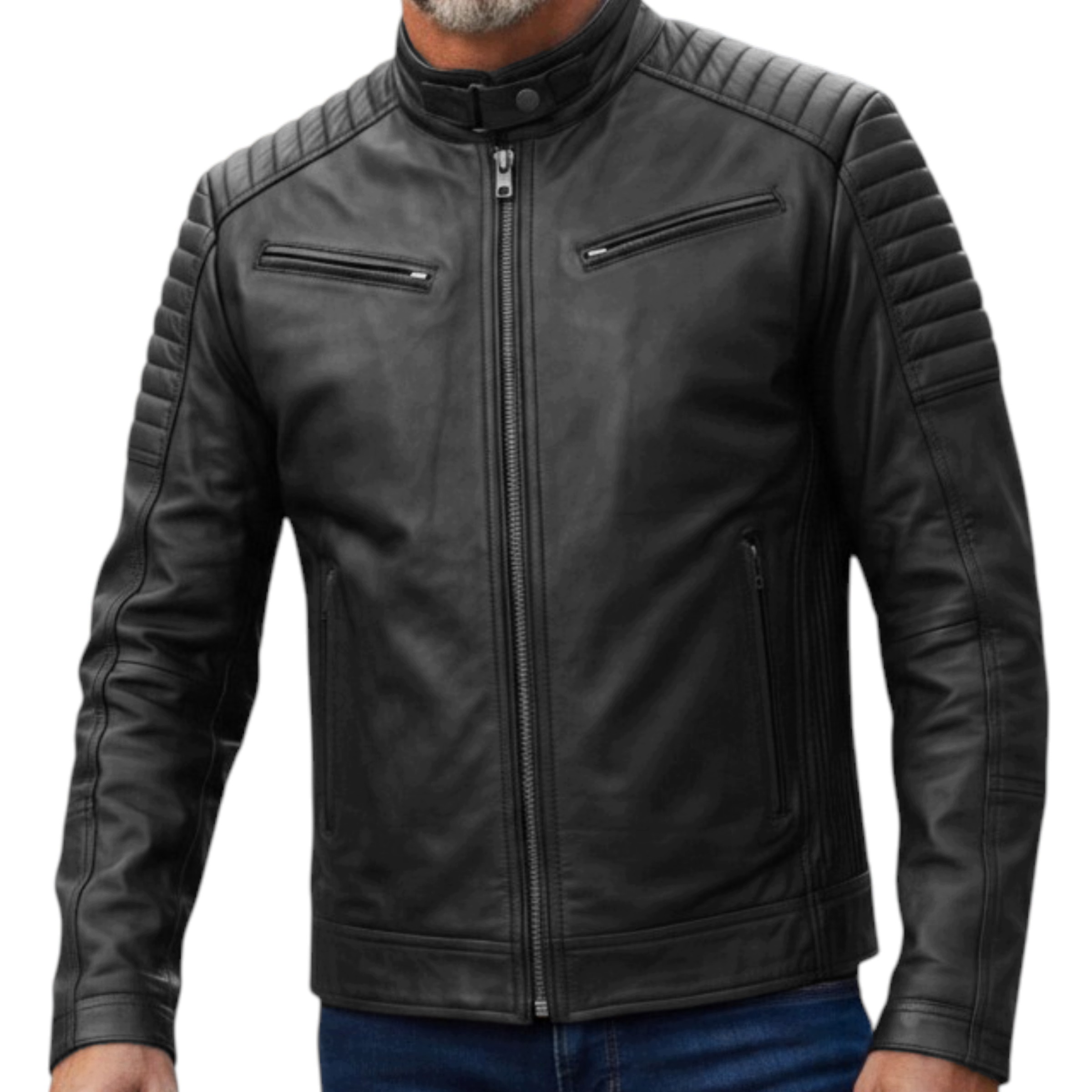 Kurtka skórzana ProSpeed męska skóra owcza czarna 6XL