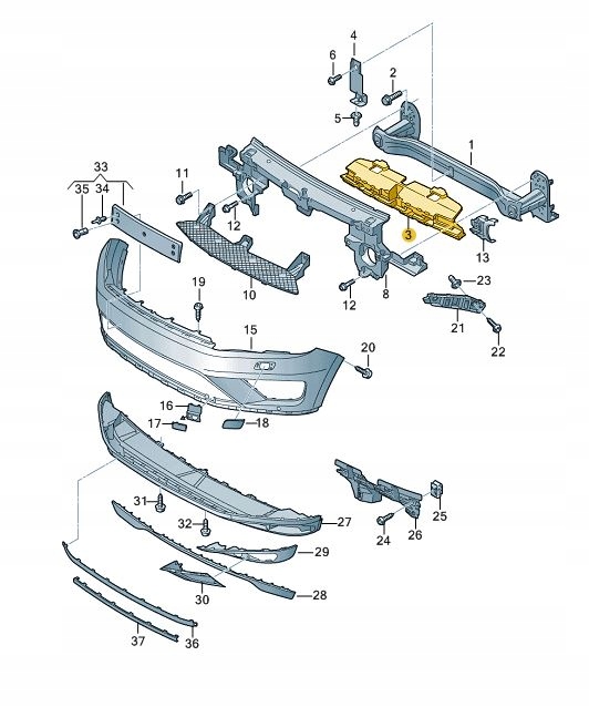 ABSORBER PIANKA ZDERZAKA VW Touareg 7P przód Numer katalogowy części 7P6807248B