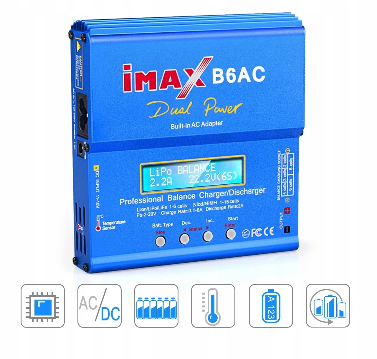 Nabíječka Pro Li-po Baterie Imax B6AC 80W Napájecí Zdroj Lipo Nimh Balancer