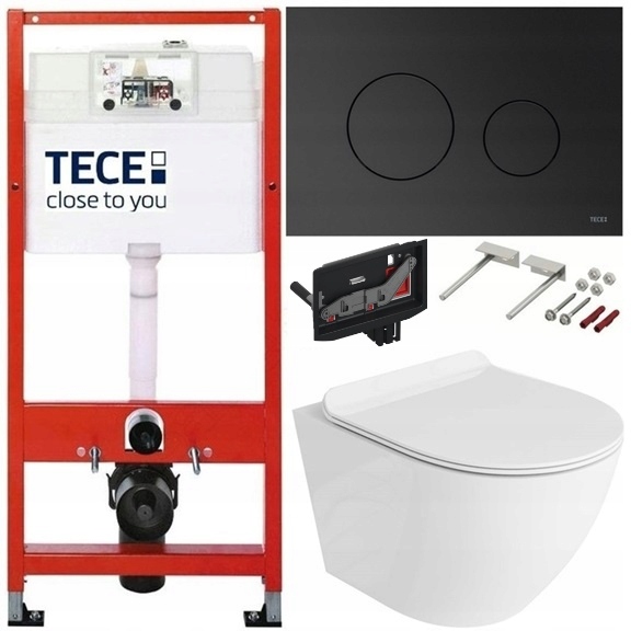 Tece Zestaw Podtynkowy Wc Miska Rimless Przycisk Grafit Metaliczny FRESH7W1