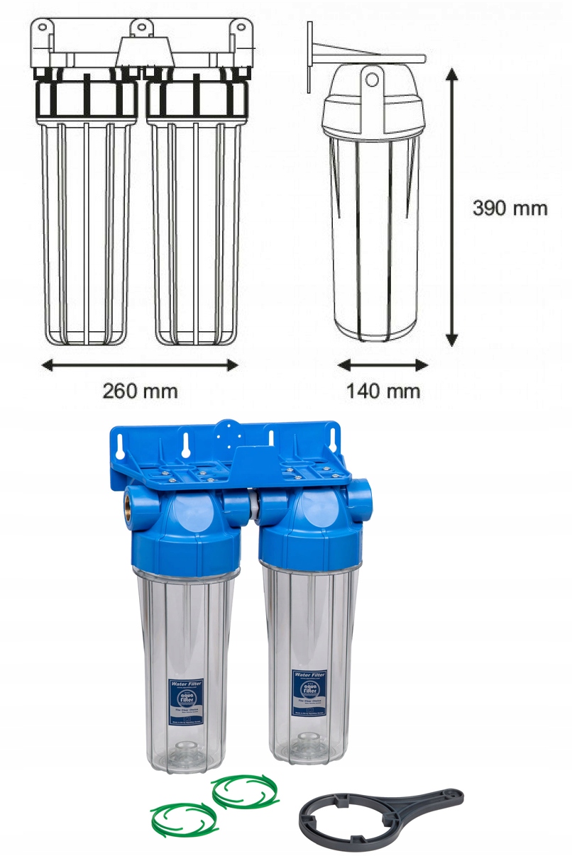 FILTR WODY WSTĘPNY CAŁY DOM 2 STOPNIOWY ZMIĘKCZACZ Marka Aquafilter