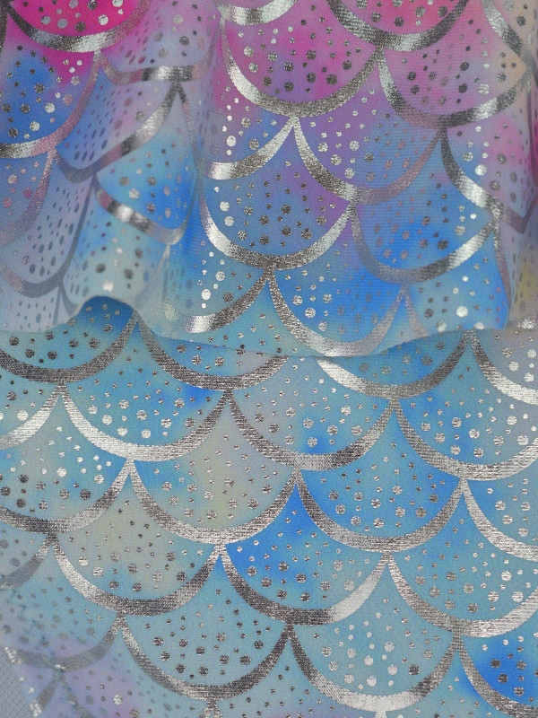 STRÓJ KĄPIELOWY dwuczęściowy TOP Z FALBANĄ błękit srebro 140/146 N009M Marka Noviti