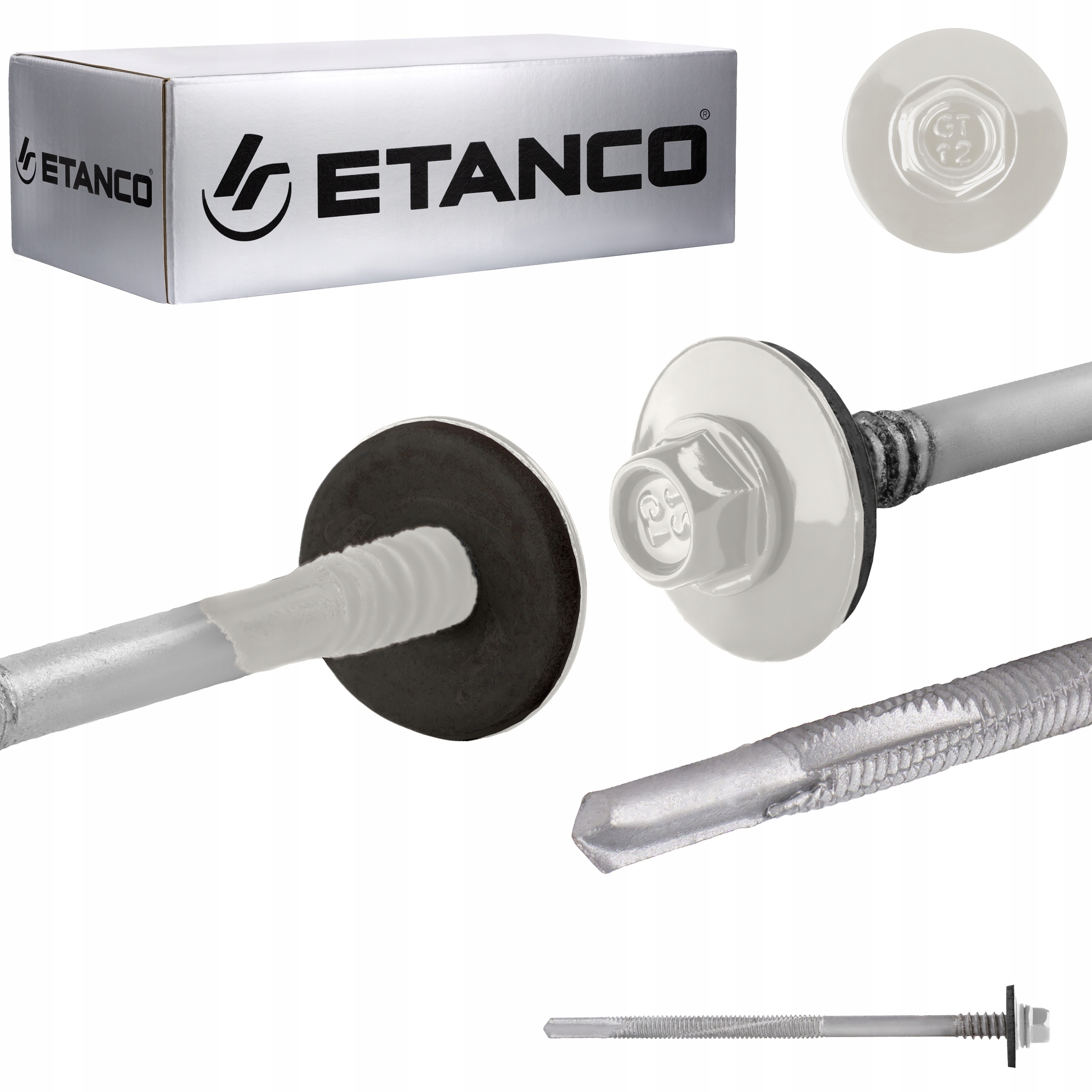 Wkręty do płyty warstwowej 110 mm Ral 9010 100 szt. do metalu Etanco GTR12