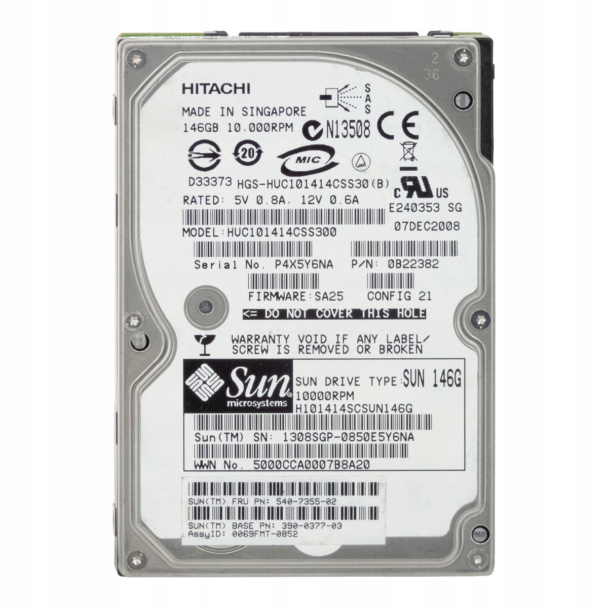 Sun 540-7355-02 146GB 10K Sas 2.5'' HUC101414CSS300
