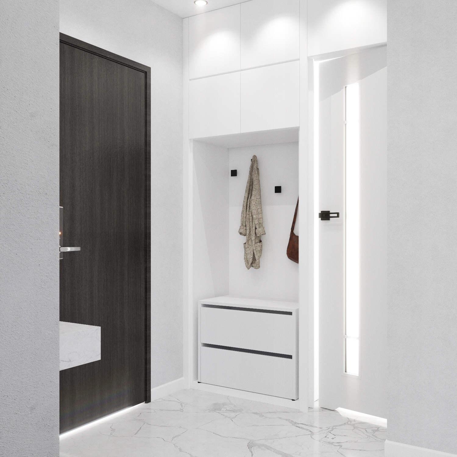 SZAFKA NA BUTY WĄSKA WYSOKA MODUŁOWA SZARY DĄB WOTAN | MEBLE DO PRZEDPOKOJU Wysokość mebla 150 cm