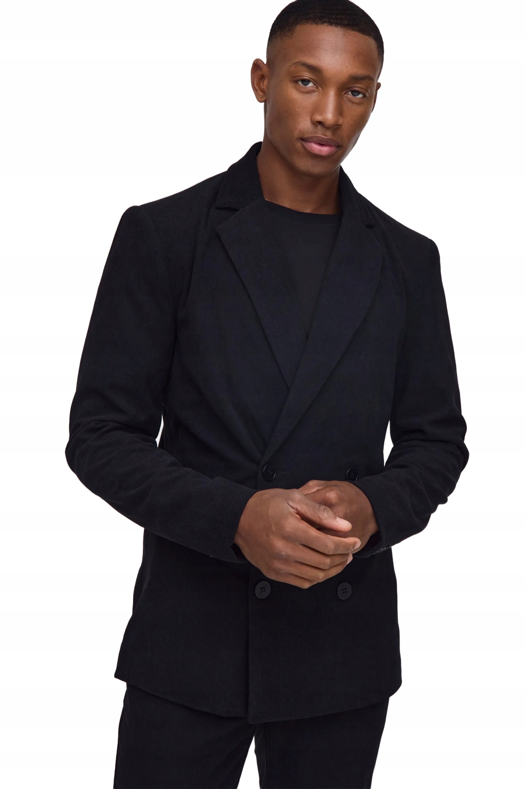 Boohooman Pánský Černý Dvouřadý Slim Oblek Se Zapínáním Na Knoflíky 36 Z3A*