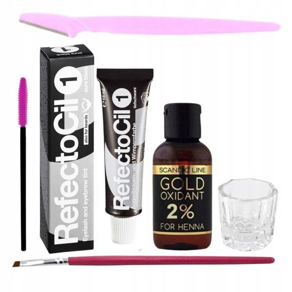 

Zestaw Refectocil henna 1.0 czerń woda trymer