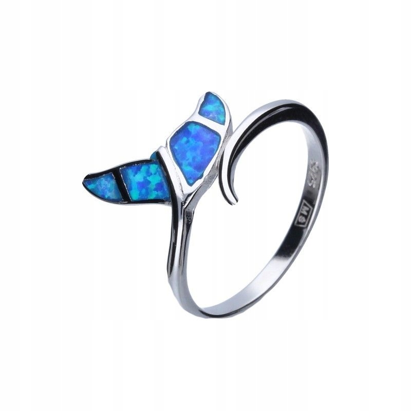 Dámský prstýnek ze stříbra 925 Modrý Opál rybí Ocas efektní r12