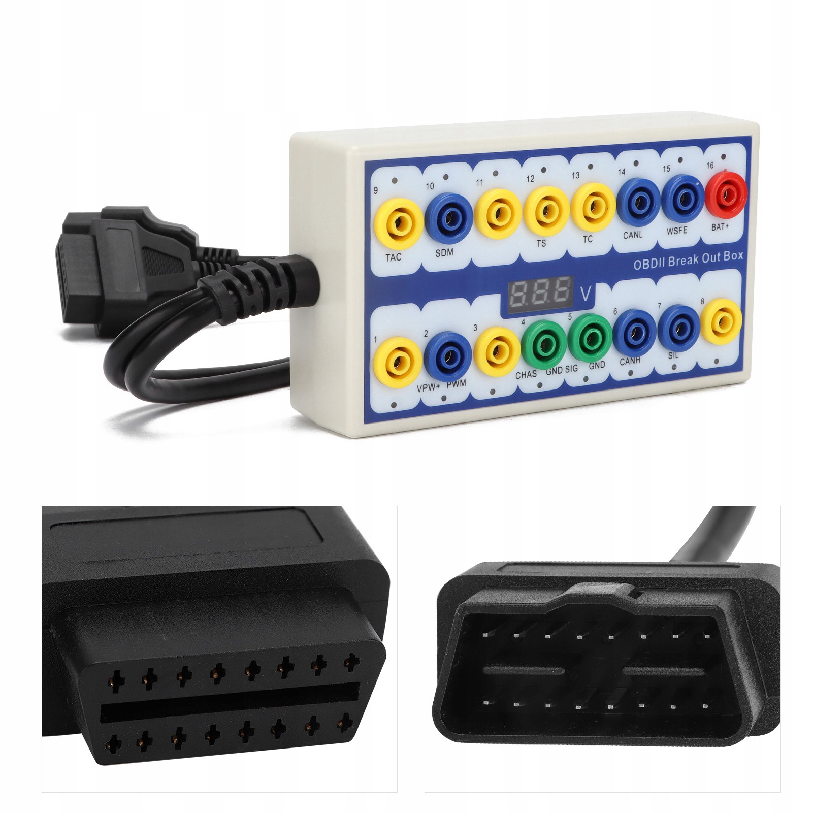 16-PINOVÝ Breakout Box Na Odvod Pinov OBD-2, Predlžovací Kábel Voltmeter