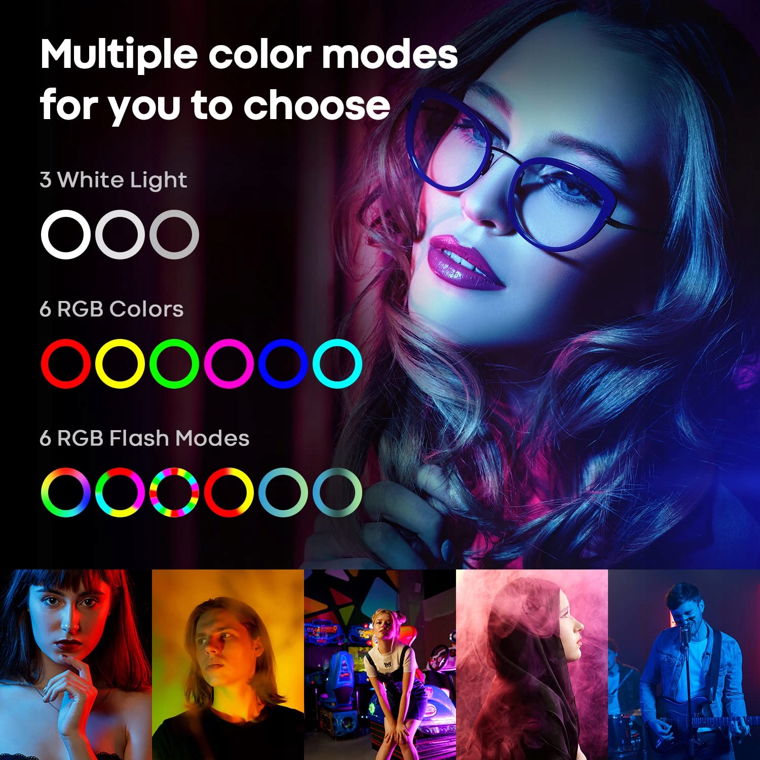 REALPLUS Przenośne Ringlicht Do Telefonu 3 Tryby 12 RGB Dla Kobiet — miniatura 2