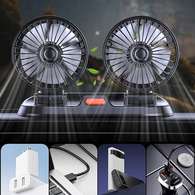 MINI ELEKTRYCZNY WENTYLATOR SAMOCHODOWY 12V NISKOHAŁASTY LETNI KLIMATYZATOR SAMOCHODOWY 360° OBROTOWY EAN (GTIN) 667357334686
