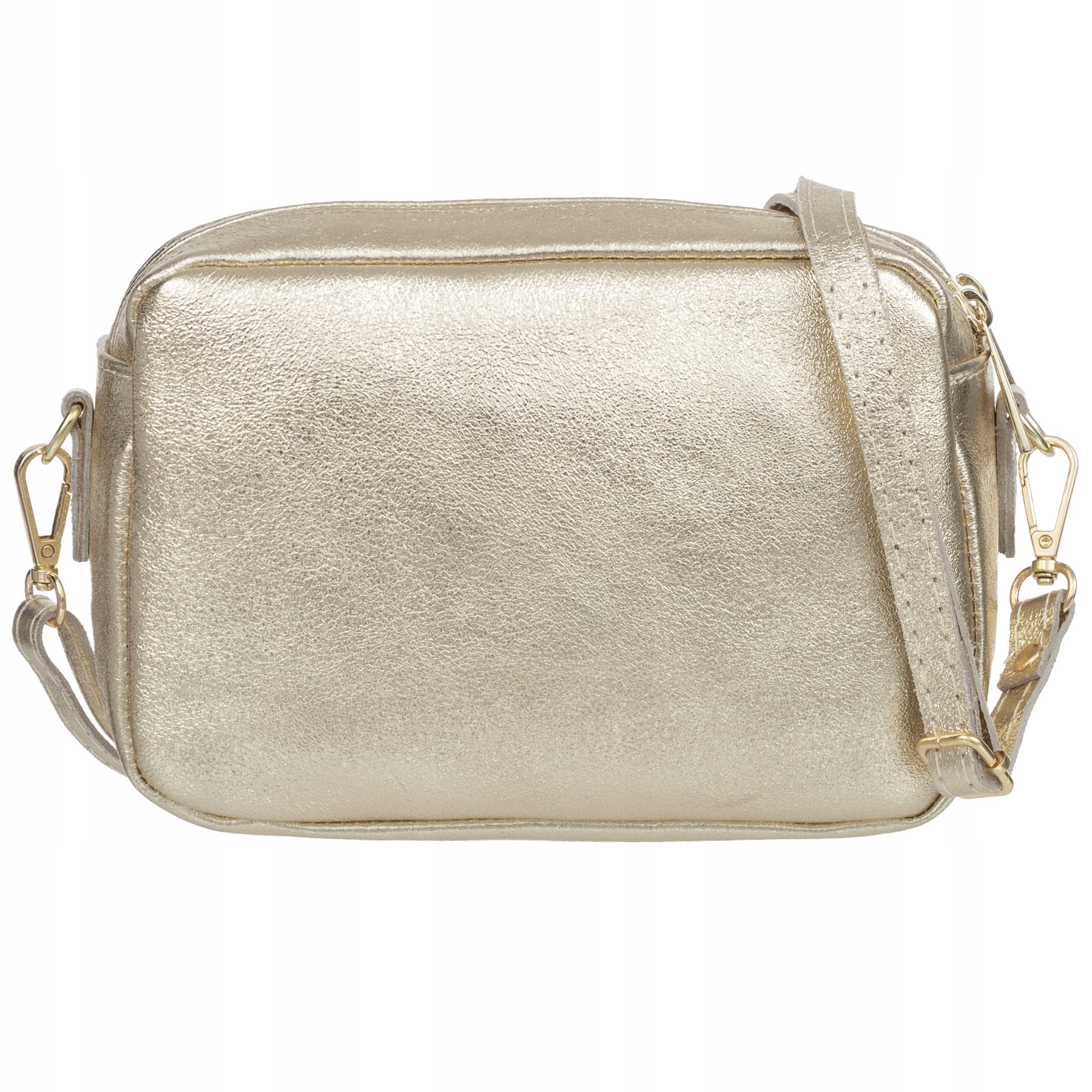 Vera Pelle torebka damska skórzana listonoszka z paskiem Złota