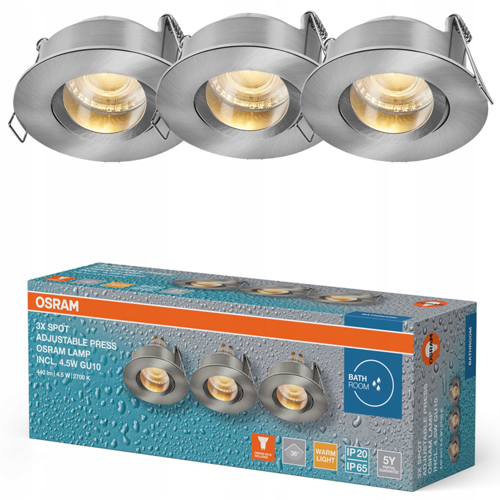 3x Podomietkové stropné svietidlo Led Spot Hermetické IP65 GU10 4.5W 2700K