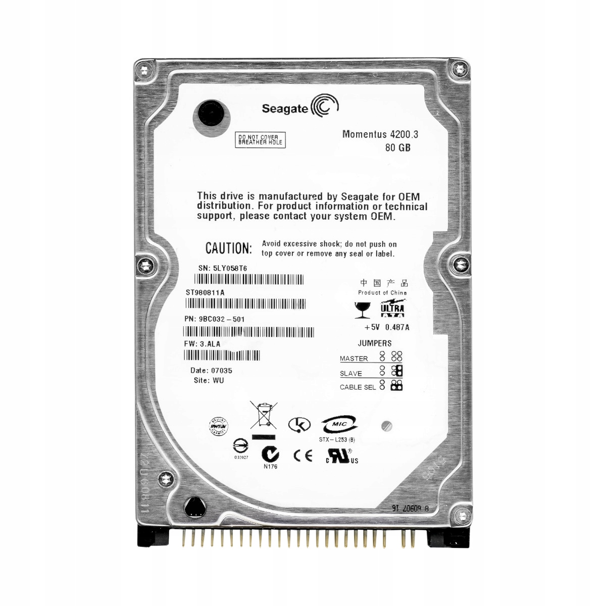 Seagate Moments 4200.3 80GB 4.2K 8MB Ata 2.5'' ST980811A