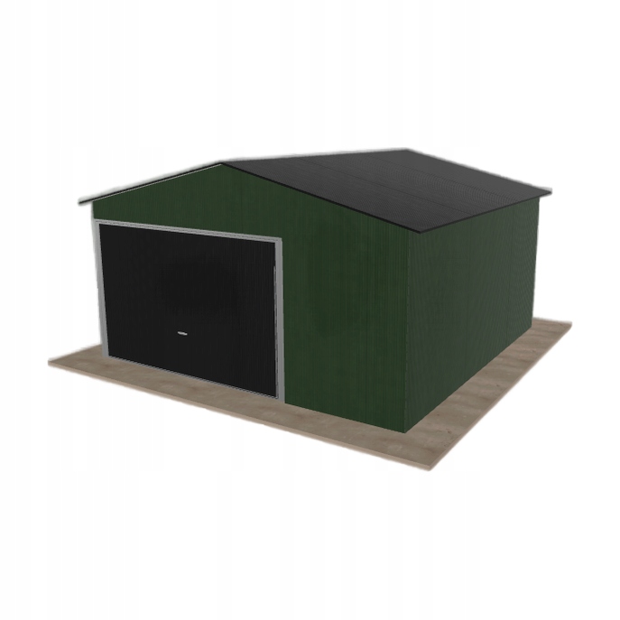 Plechová garáž 4.5x4.5 m jednopolohová, dvouspádová, zelená