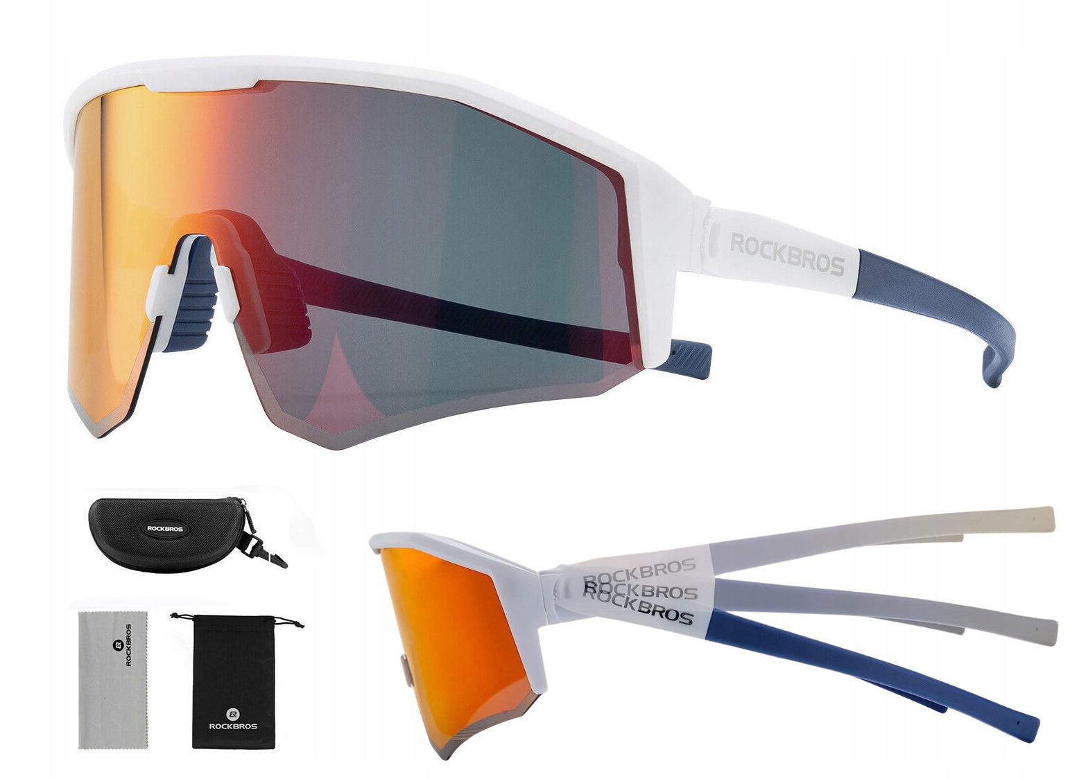 Okulary rower reg. kąt zauszników Rockbros SP297/2 white/blue